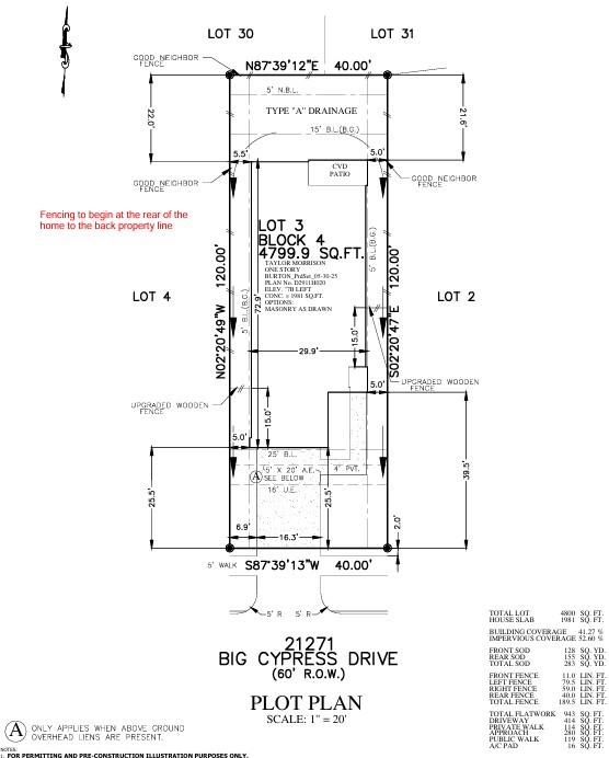 21271 Big Cypress Drive Preliminary Plot Plan