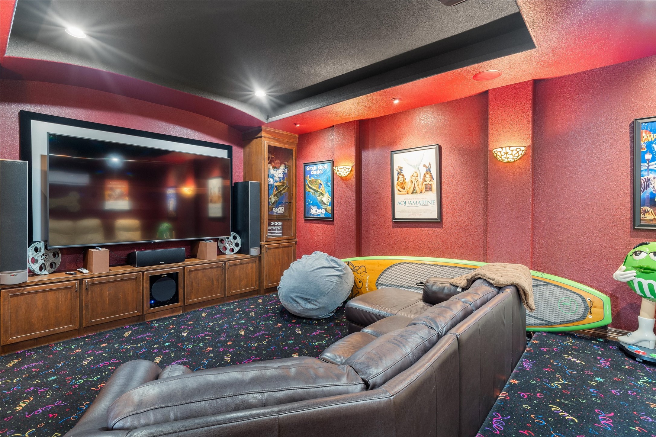 Private media room with space for stadium seating
