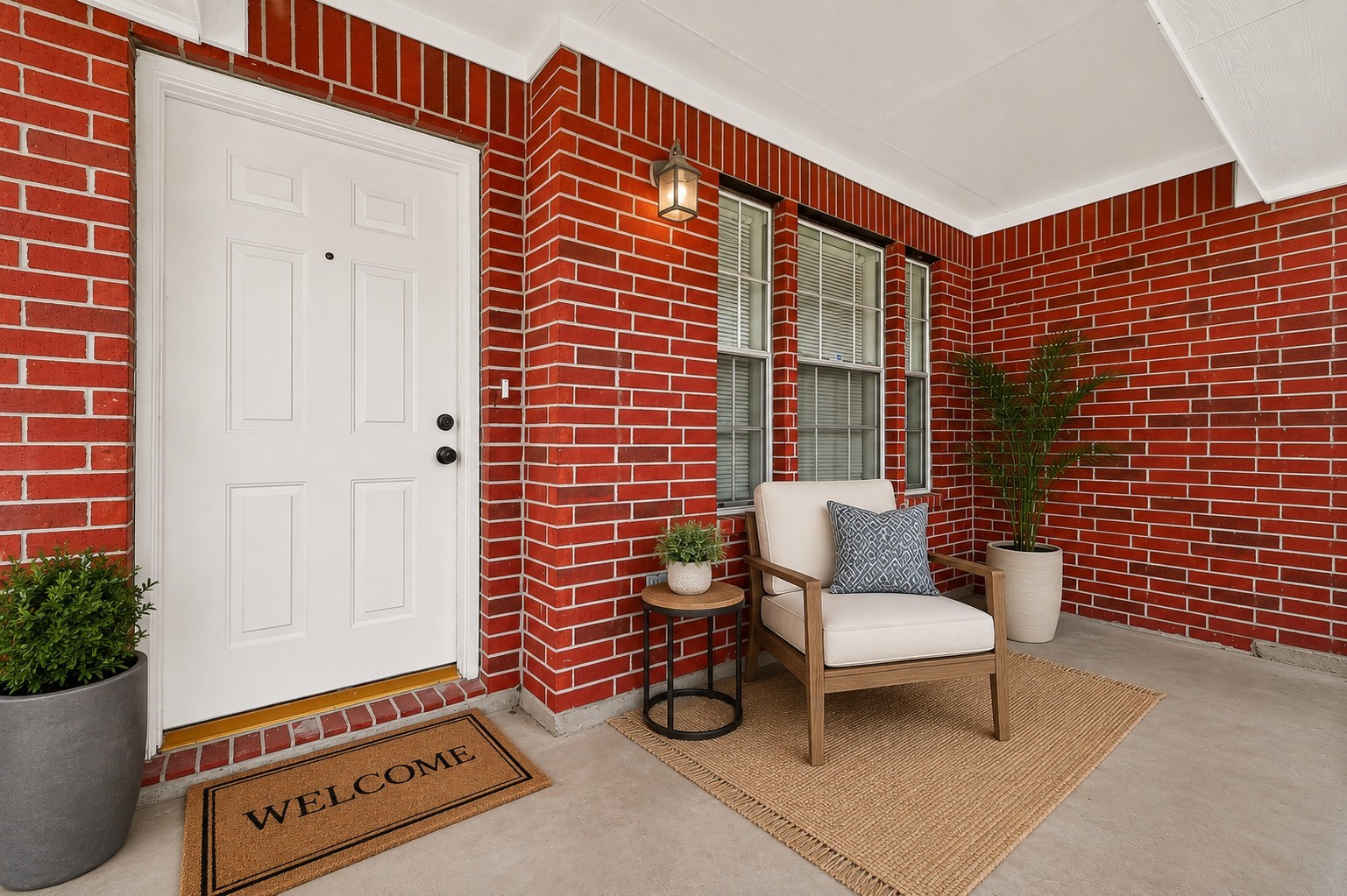 Covered front porch (virtually staged)