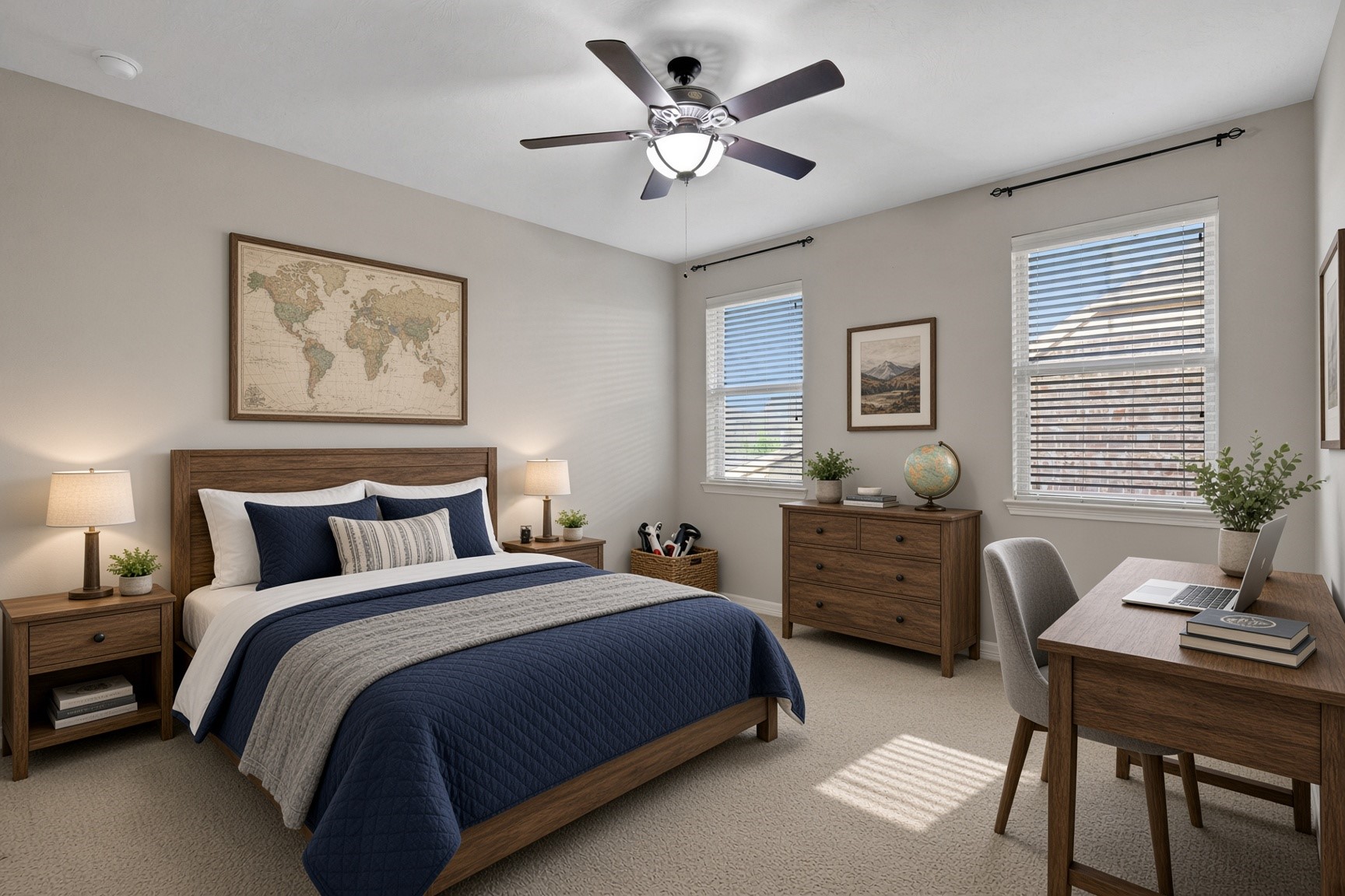 Virtually staged secondary bedroom upstairs