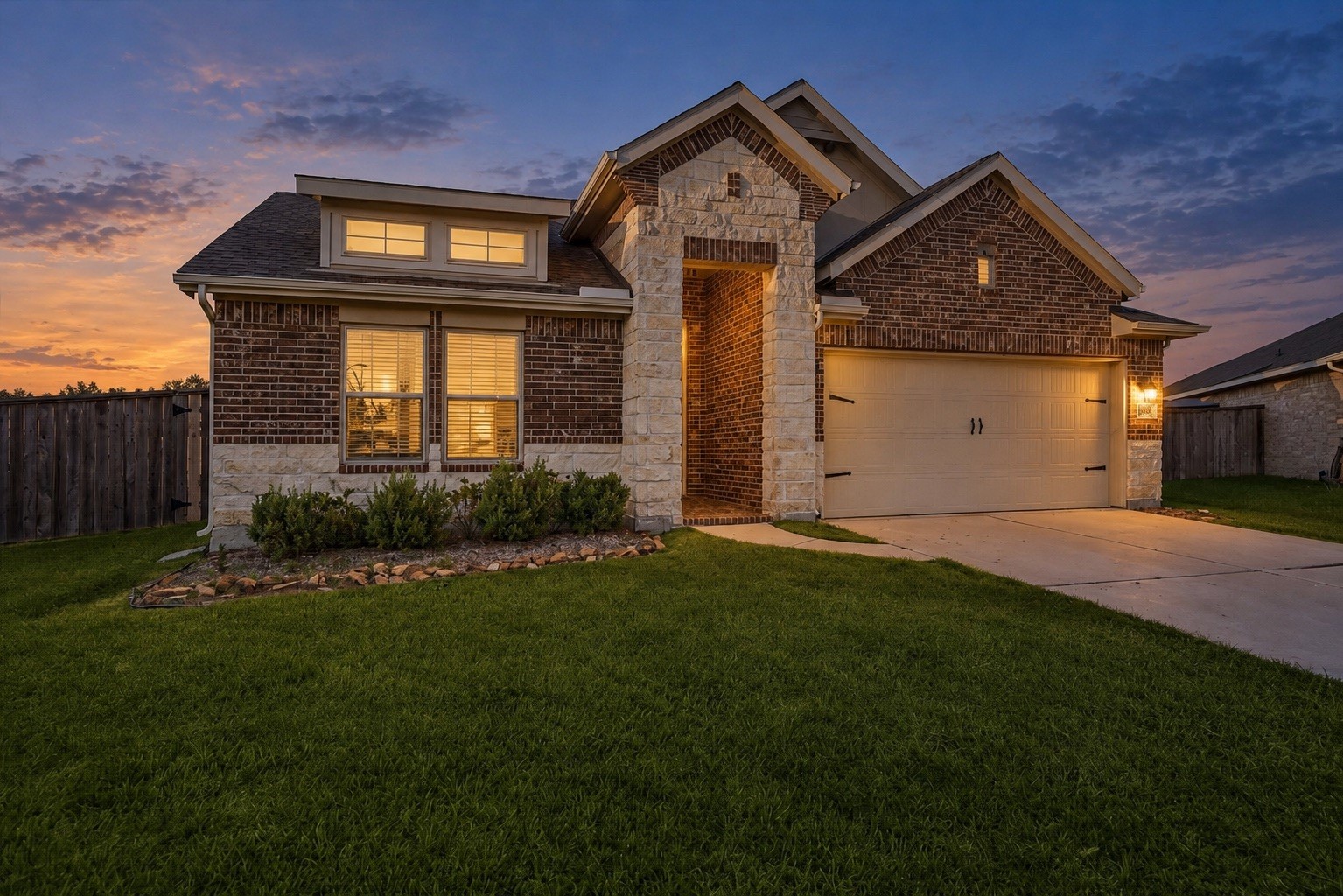 Welcoming curb appeal at dusk Welcoming curb appeal at dusk