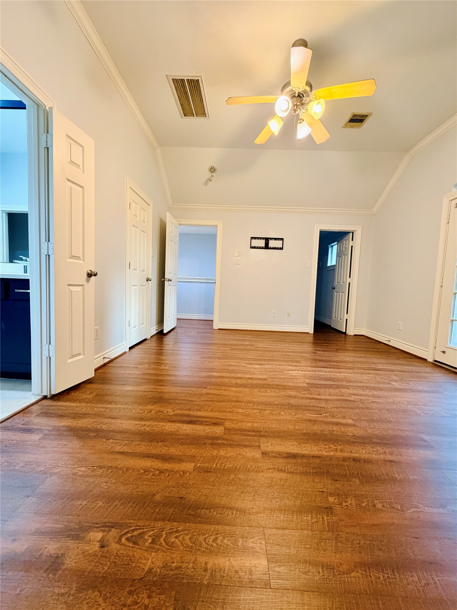 The lovely suite not only features a private restroom, but also two large walk-in closets.