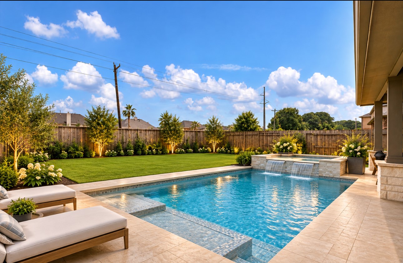 Conceptual Rendering showing potential for backyard pool. The sellers already did the large back patio addition. Note that there are no direct back neighbors.