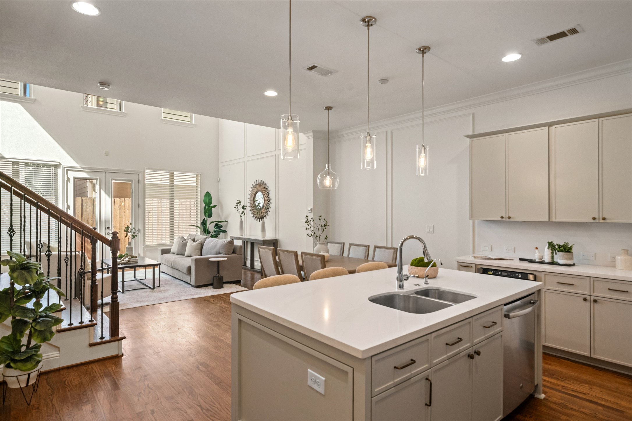 View upon entry to the first floor. Walk-in pantry, plenty of cabinetry with extra built-ins.