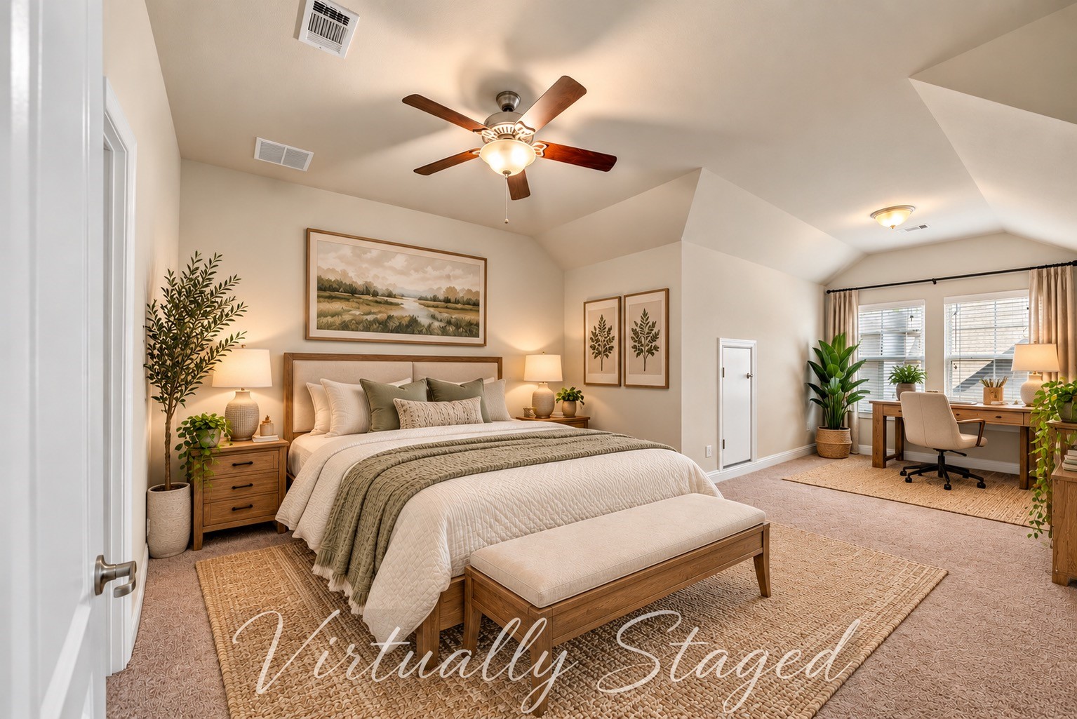 Virtually staged bedroom 3 with bonus space for office, play space, sitting nook, etc.