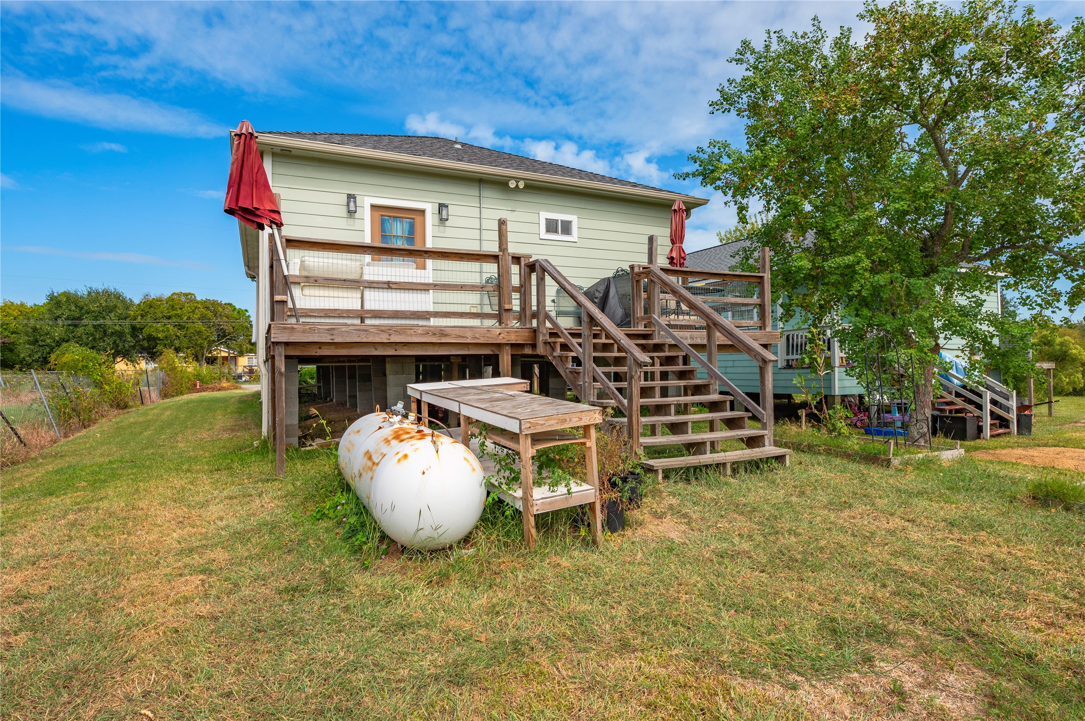 Propane tank is owned by the property.