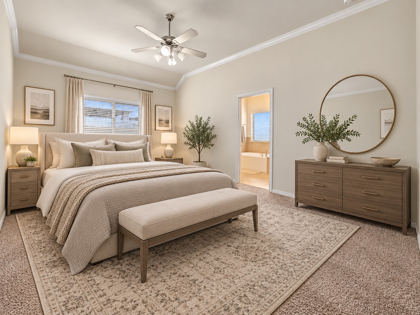 **Virtually staged primary bedroom