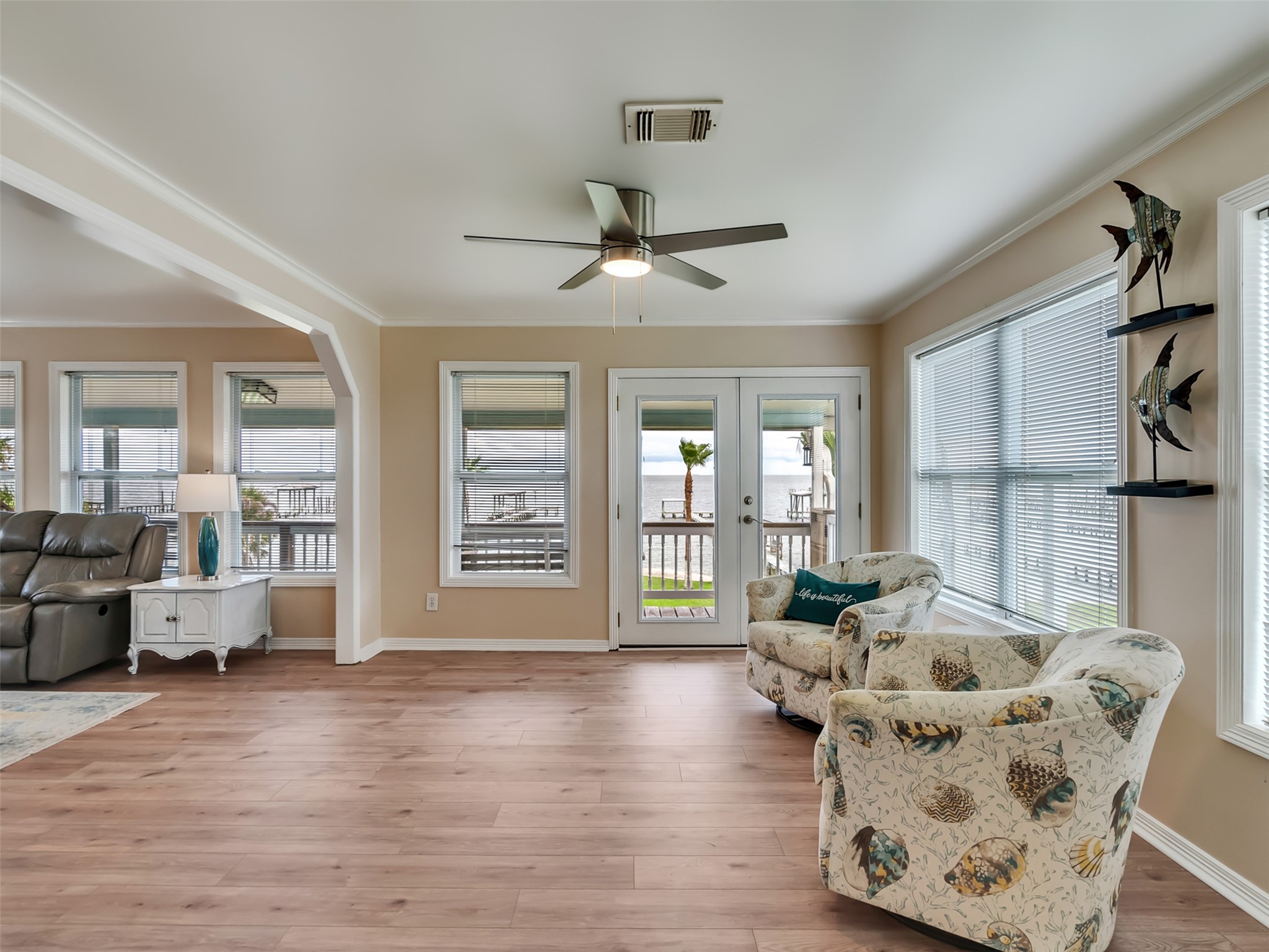 Double doors leads you to the back deck.