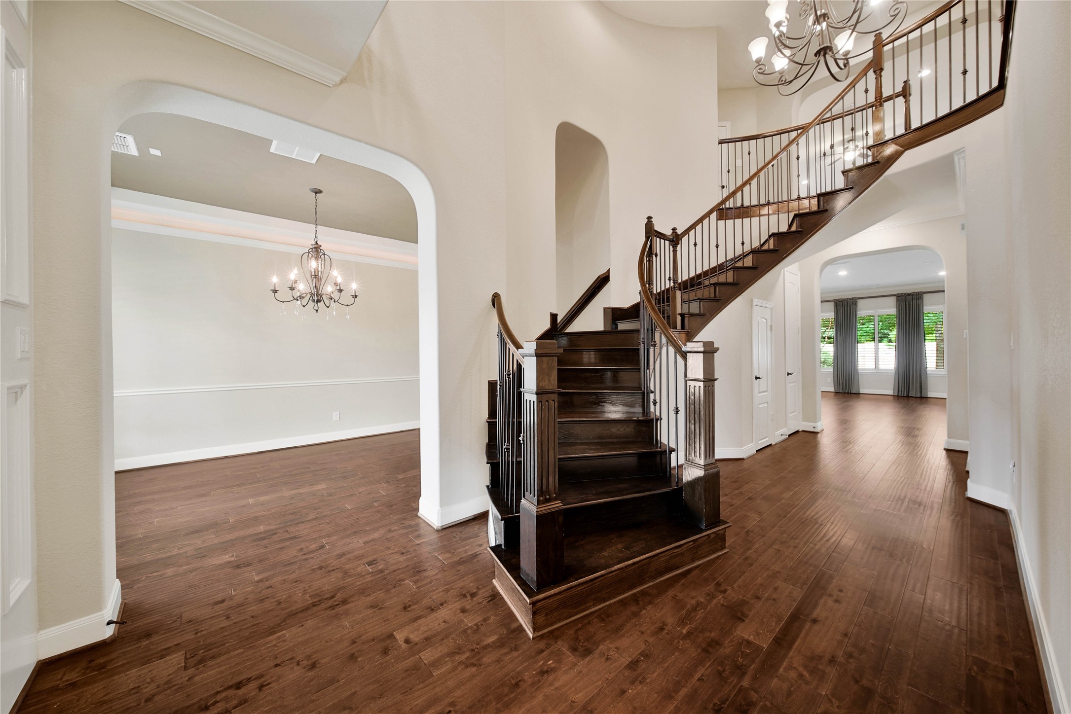 From the moment you step through the 8-foot double front doors, you'll appreciate the home's timeless elegance and thoughtful design. Rich wood floors warm almost the entire first floor of the home. From the moment you step through the 8-foot double front doors, you'll appreciate the home's timeless elegance and thoughtful design. Rich wood floors warm almost the entire first floor of the home.