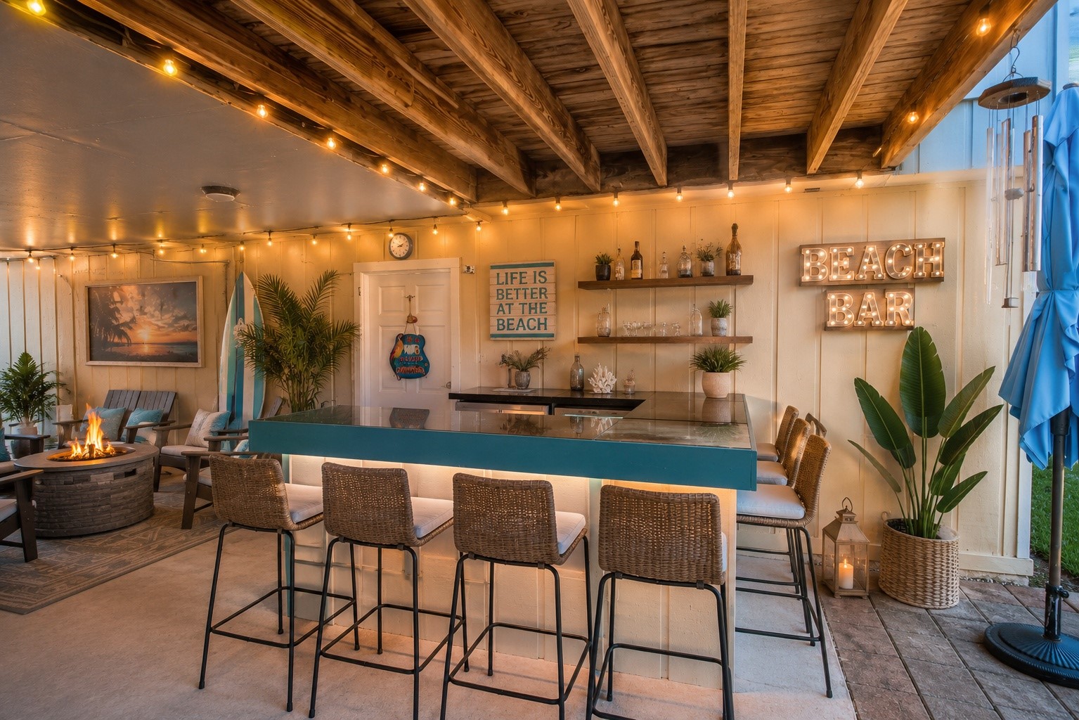 virtually staged outdoor bar