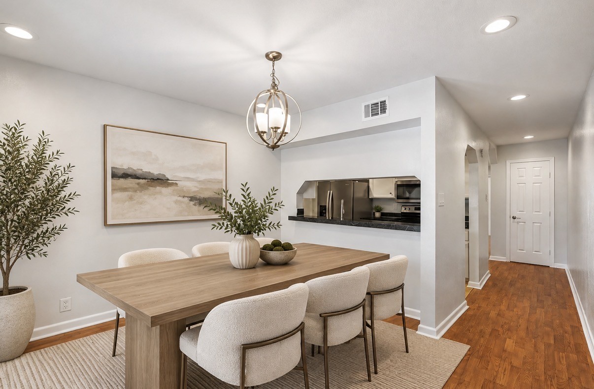 Dining area - virtually staged for illustrative purposes only. Furniture and decor are not included in the sale.