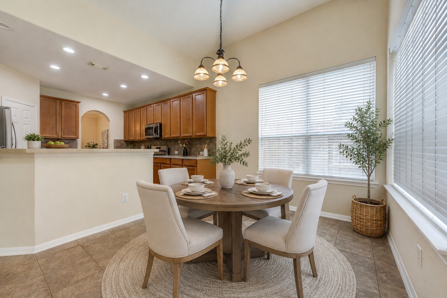 Virtually staged breakfast area