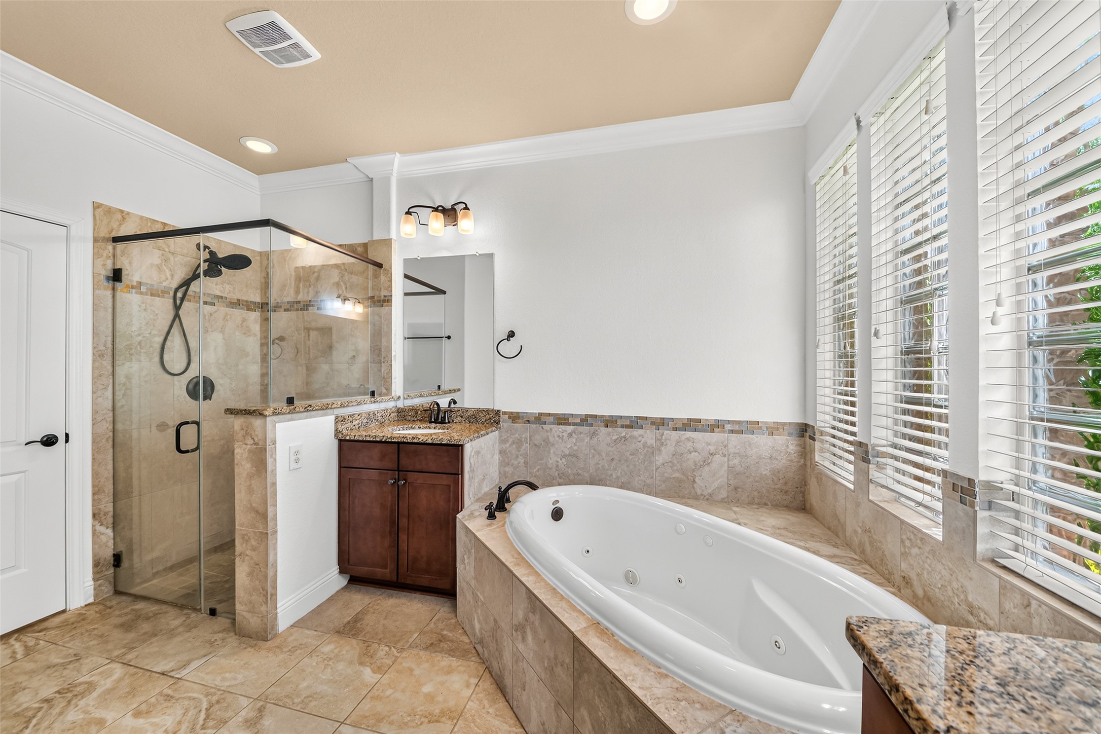 Large tub and separate shower.