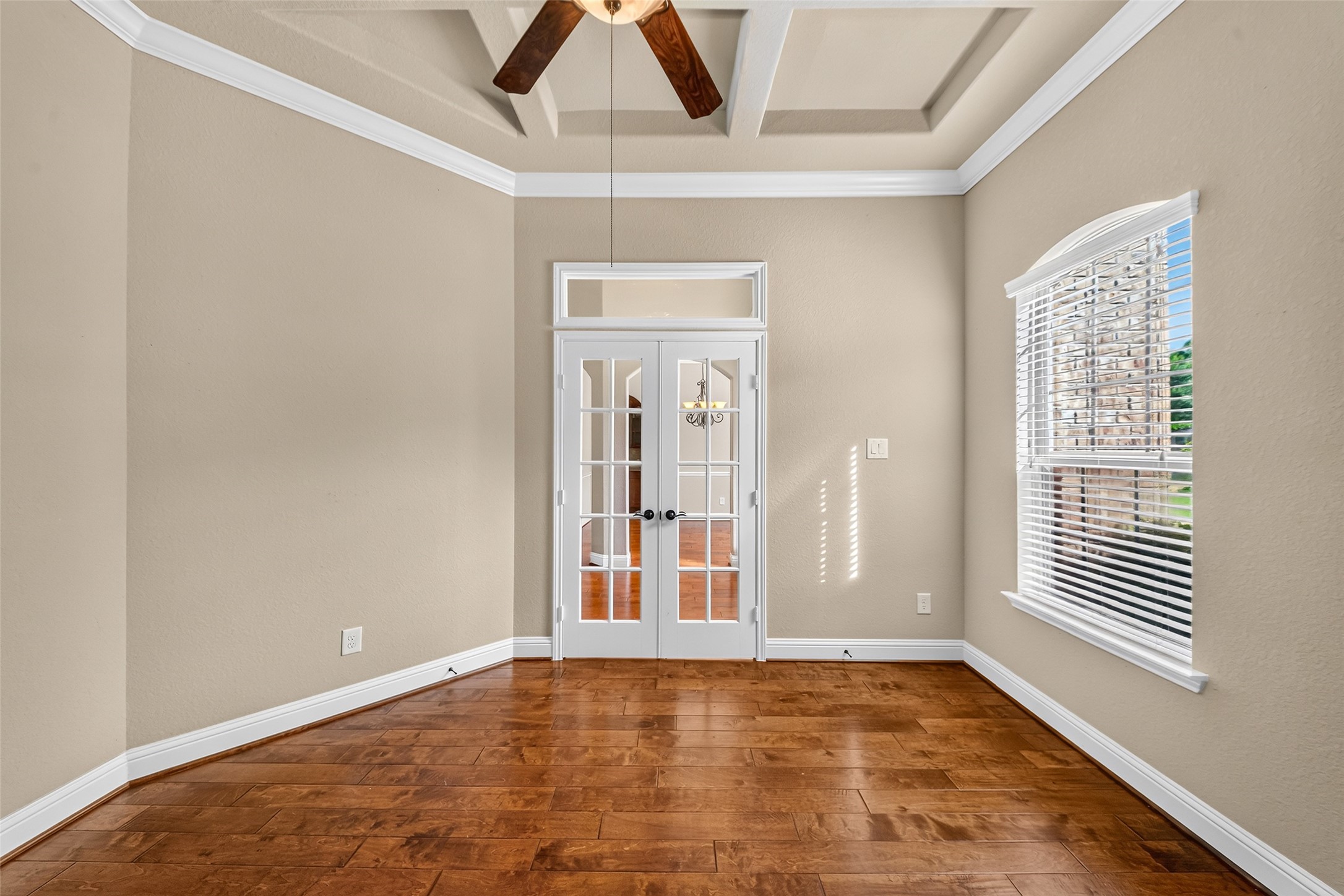 An alternative perspective of the study featuring privacy doors.