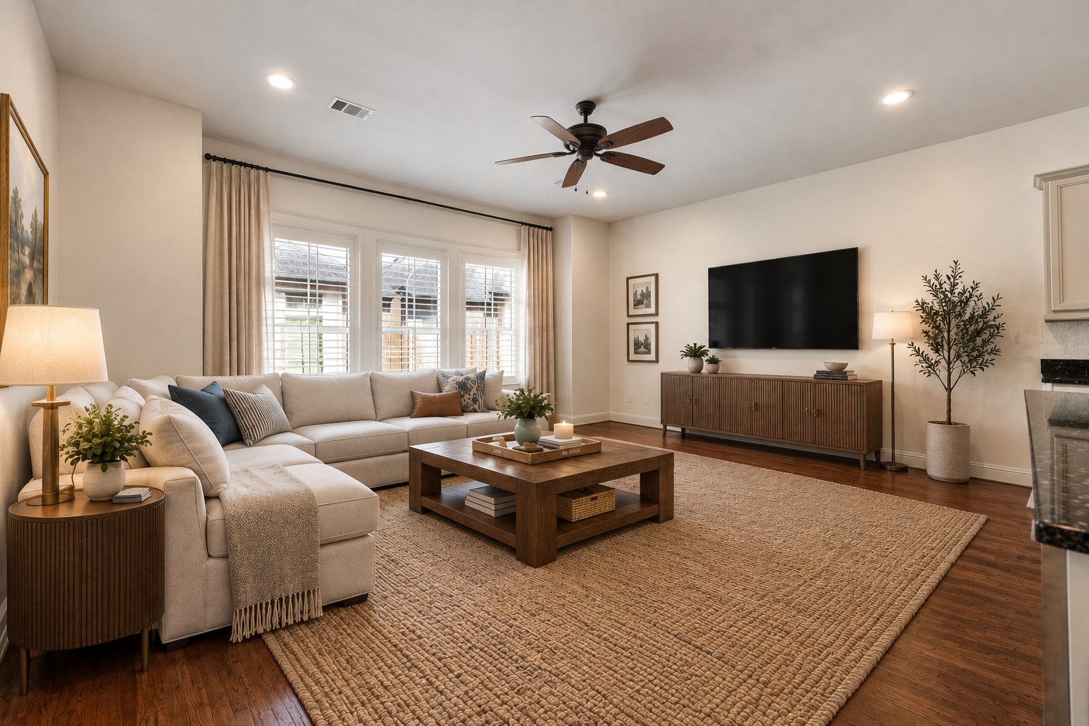 Virtually staged living area