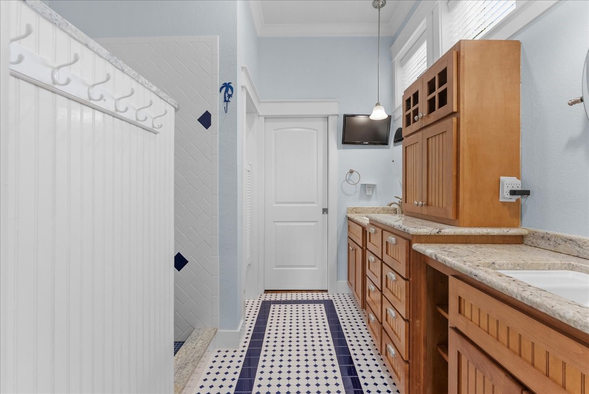 Well-appointed primary bath offers comfort, function and generous space.