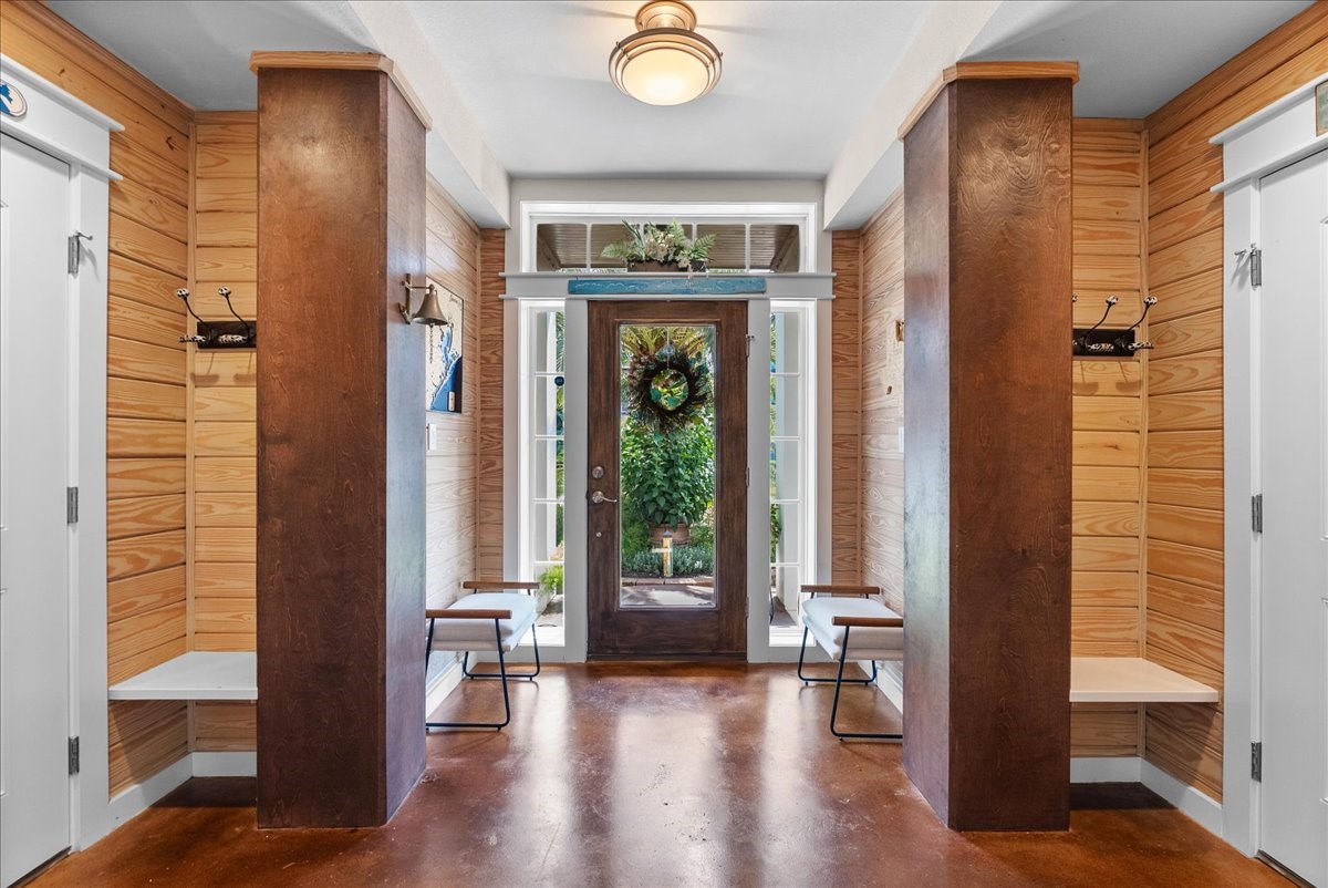 Inviting view of the entryway from the stairs