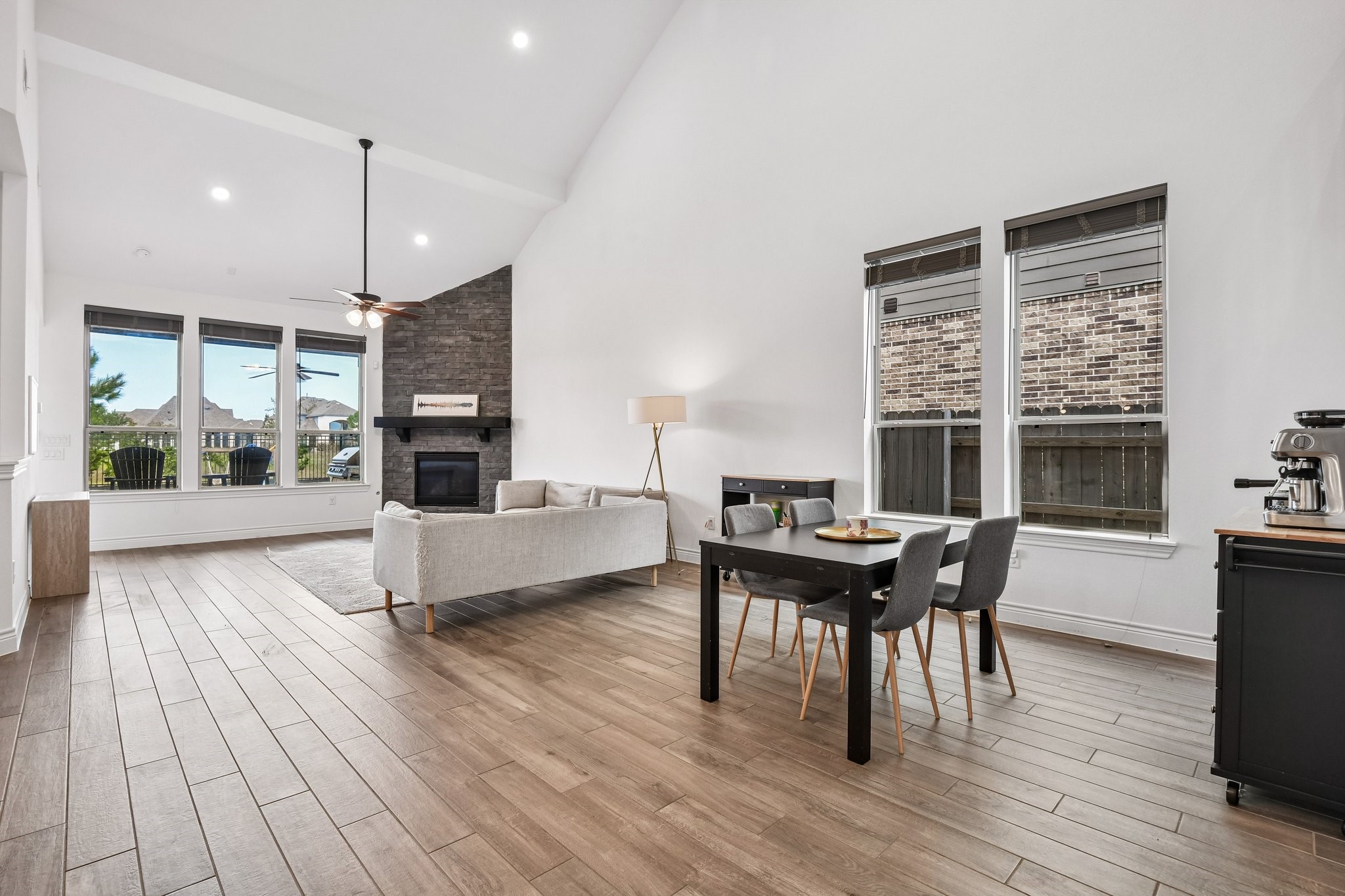 Large upstairs game room with space for media, work, play, or a second living area