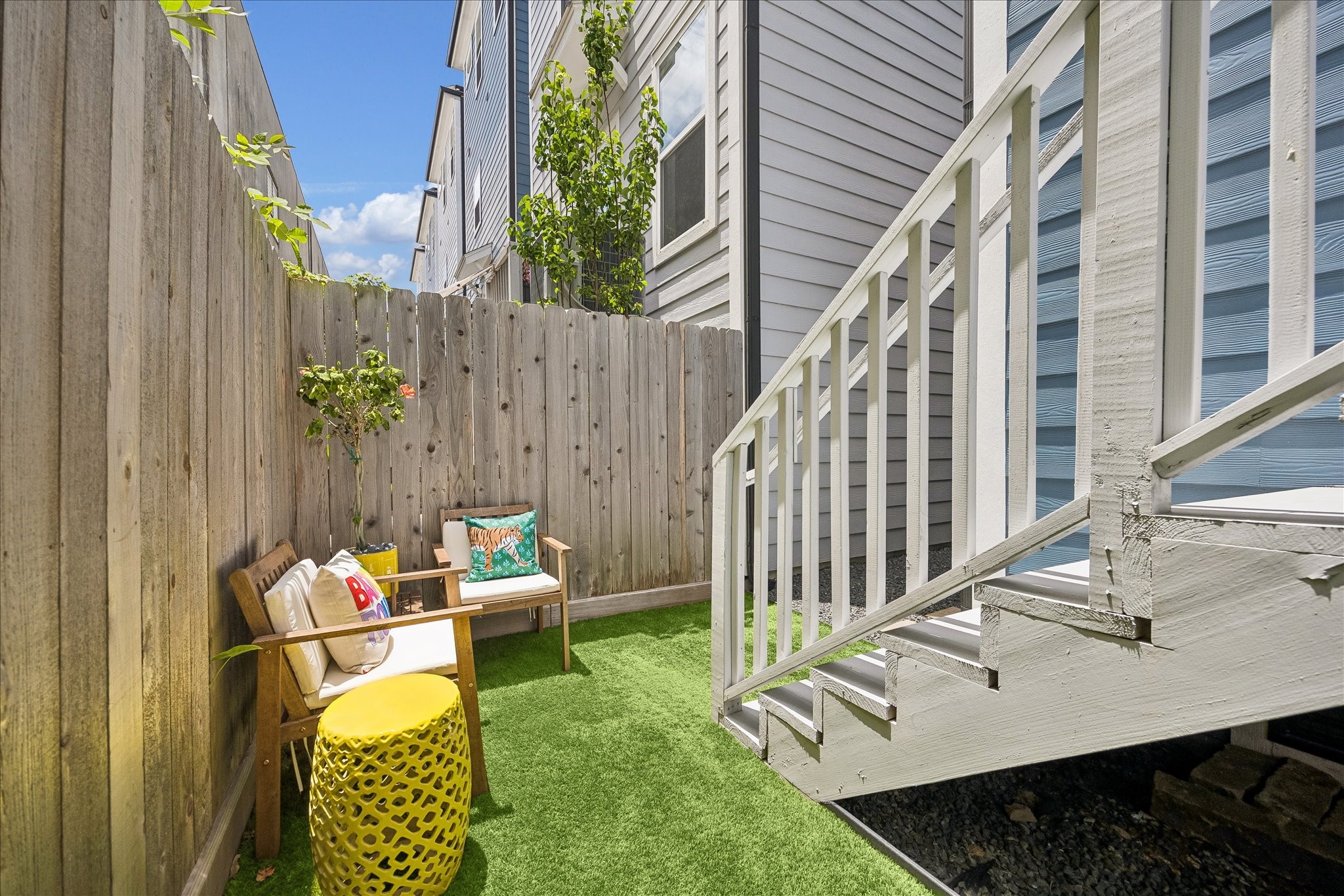 This low-maintenance outdoor space is perfect for a morning coffee, a little fresh air, or a quiet place to unwind without the upkeep of a traditional yard.