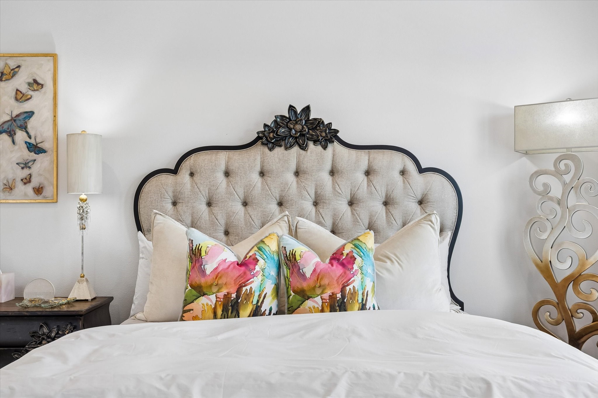Youll have sweet dreams in this posh retreat with soft neutral finishes and plenty of room to stretch out and relax.
