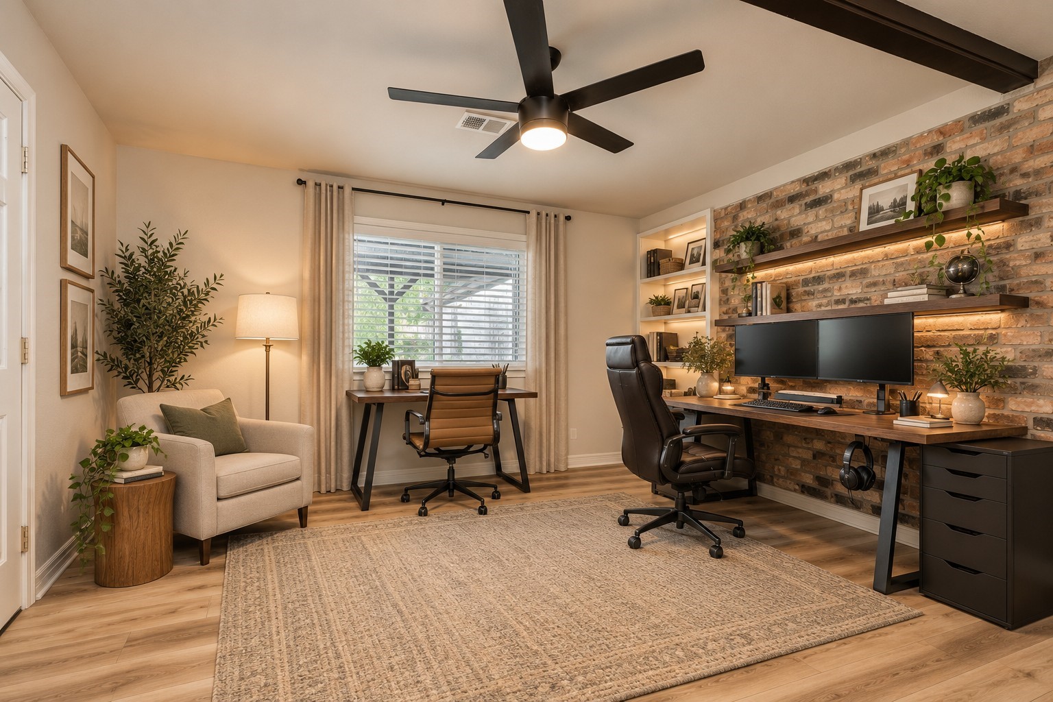 Virtually Staged Office/Flex Space between Garage & Living Room