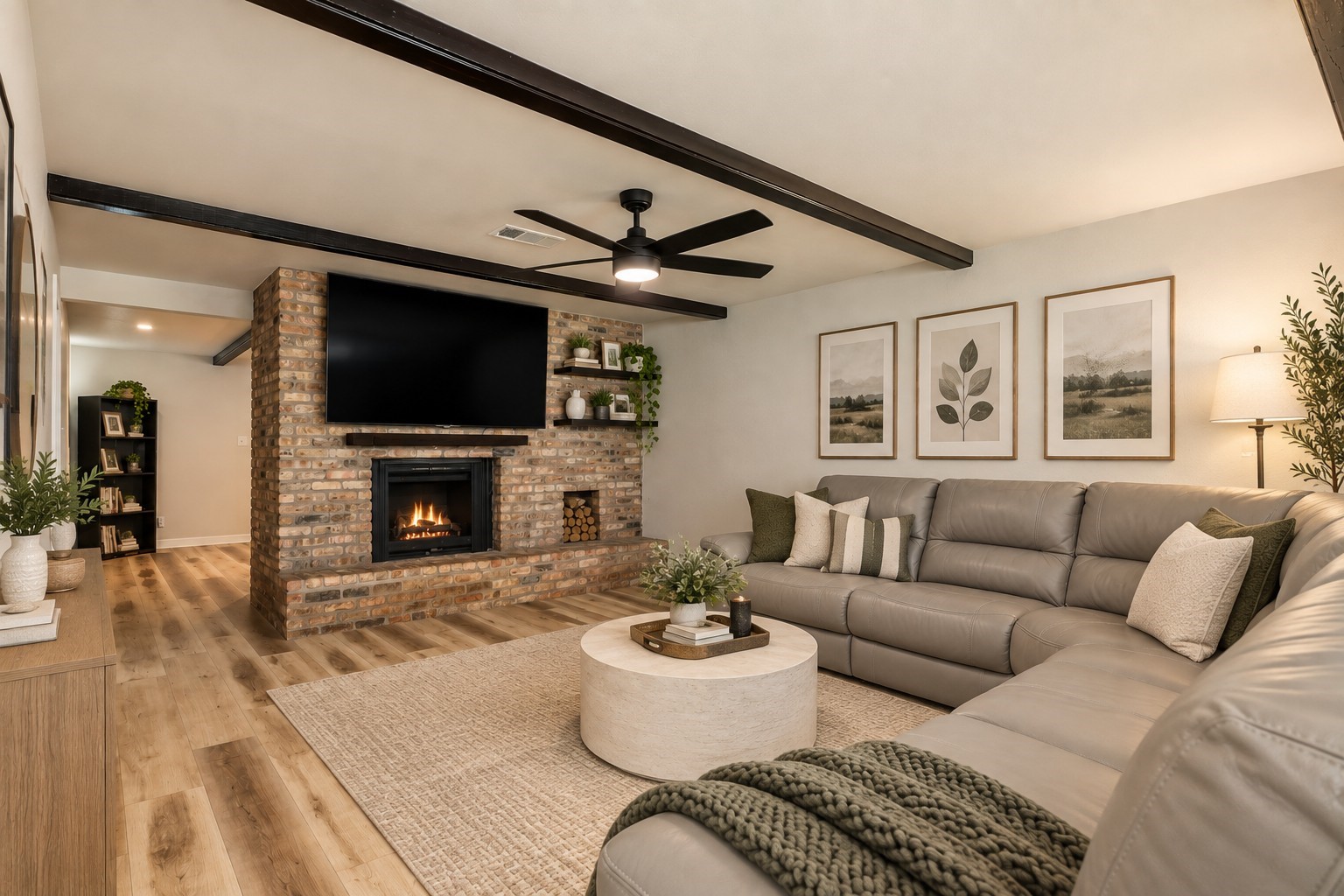 Virtually stages Living Room