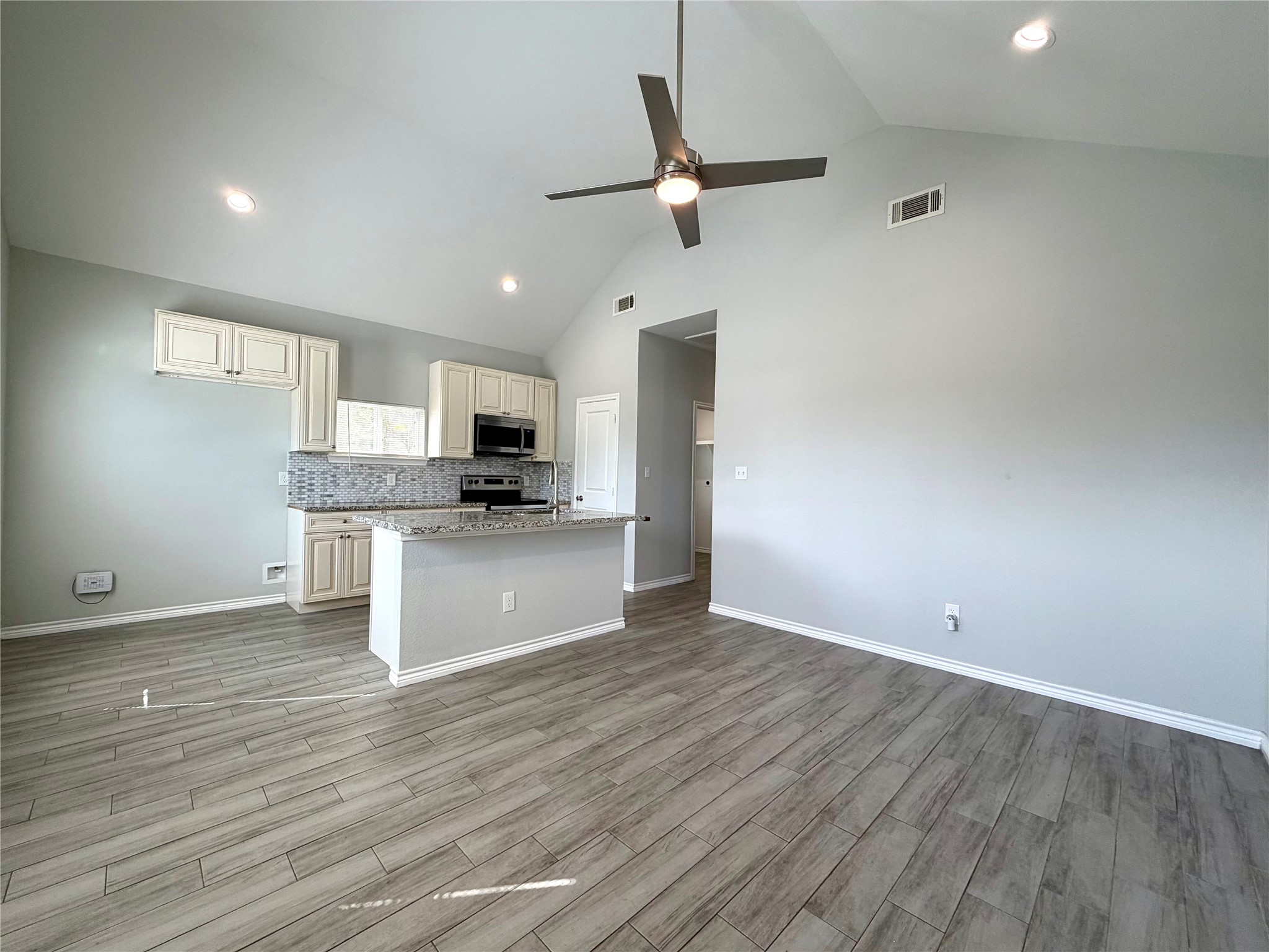 Living room and dining room
