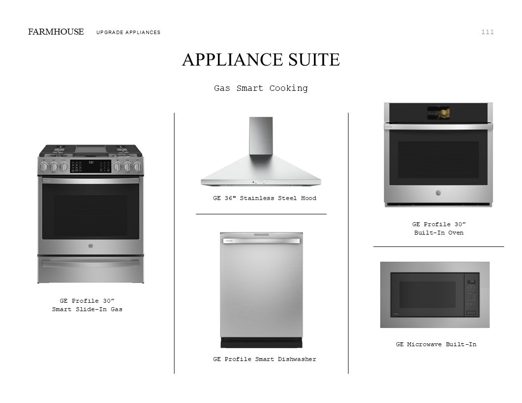 Farmhouse Look Palette 5: Appliance Selection Sheet (*Artist rendering used for illustration purposes only.)