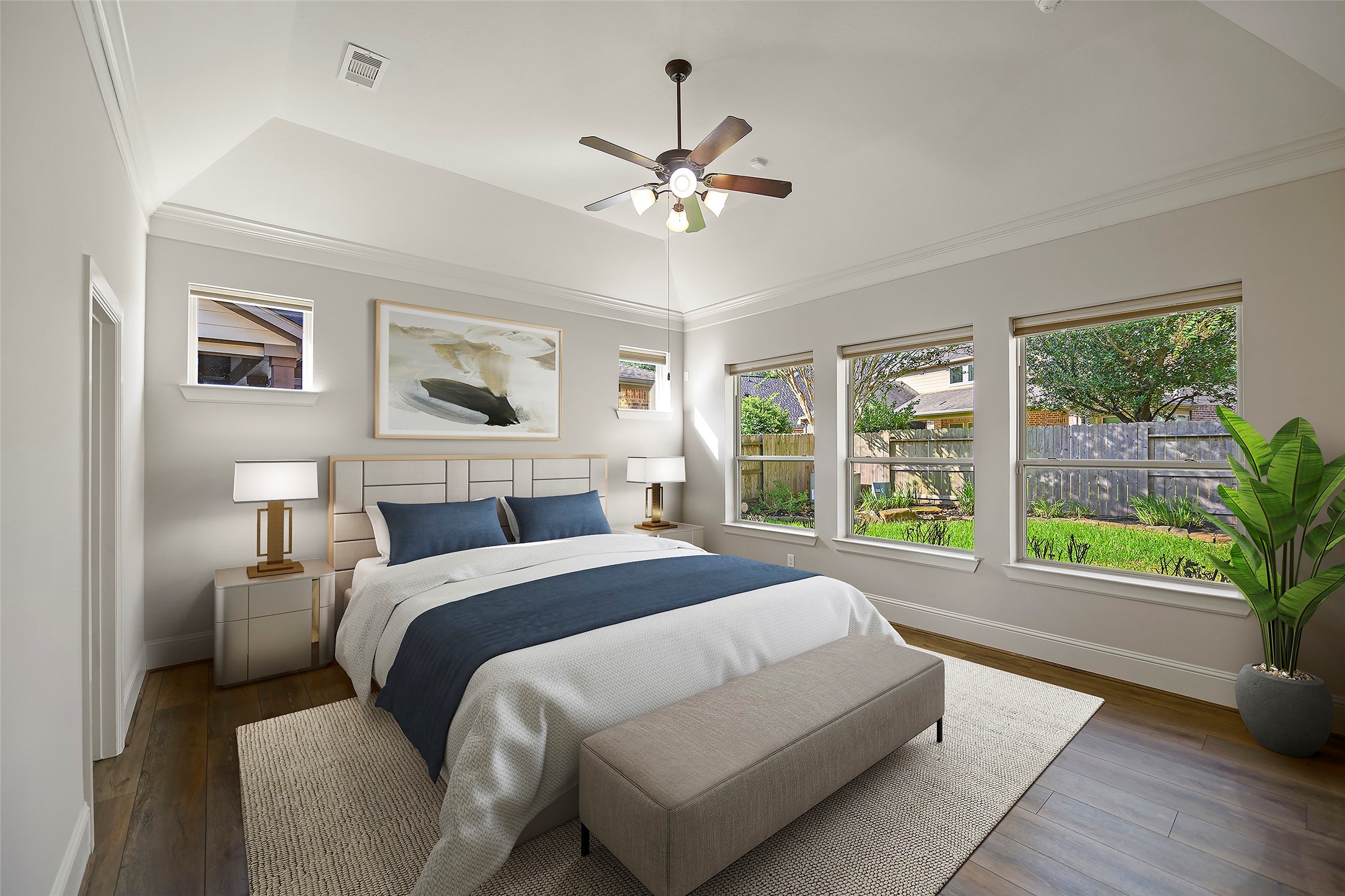 Virtually staged Primary bedroom.