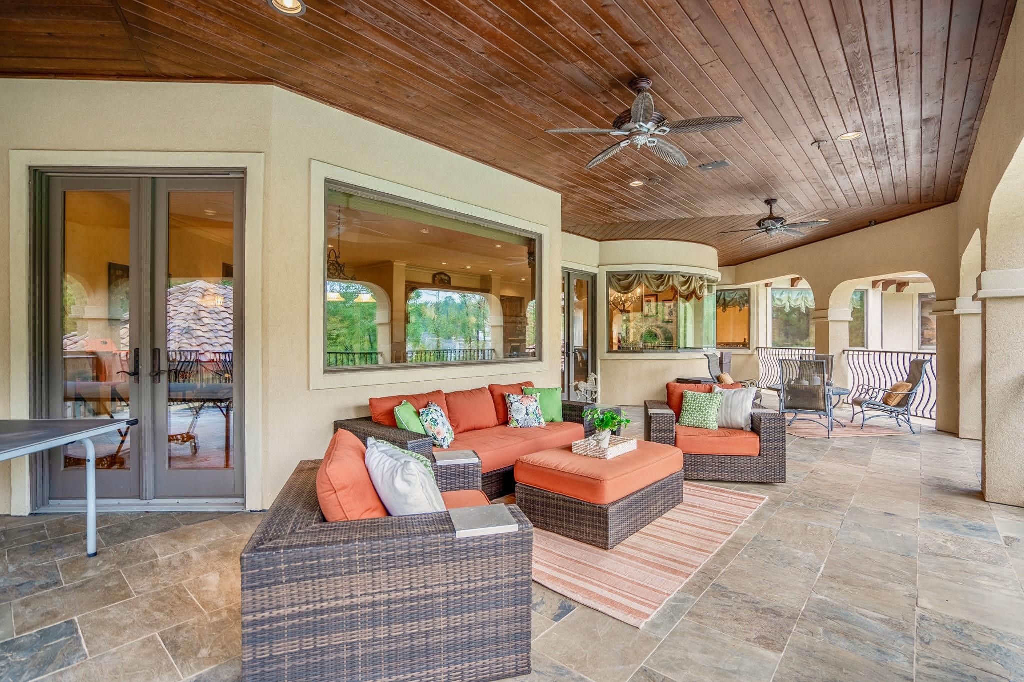 Balcony just off the upstairs entertainment space.