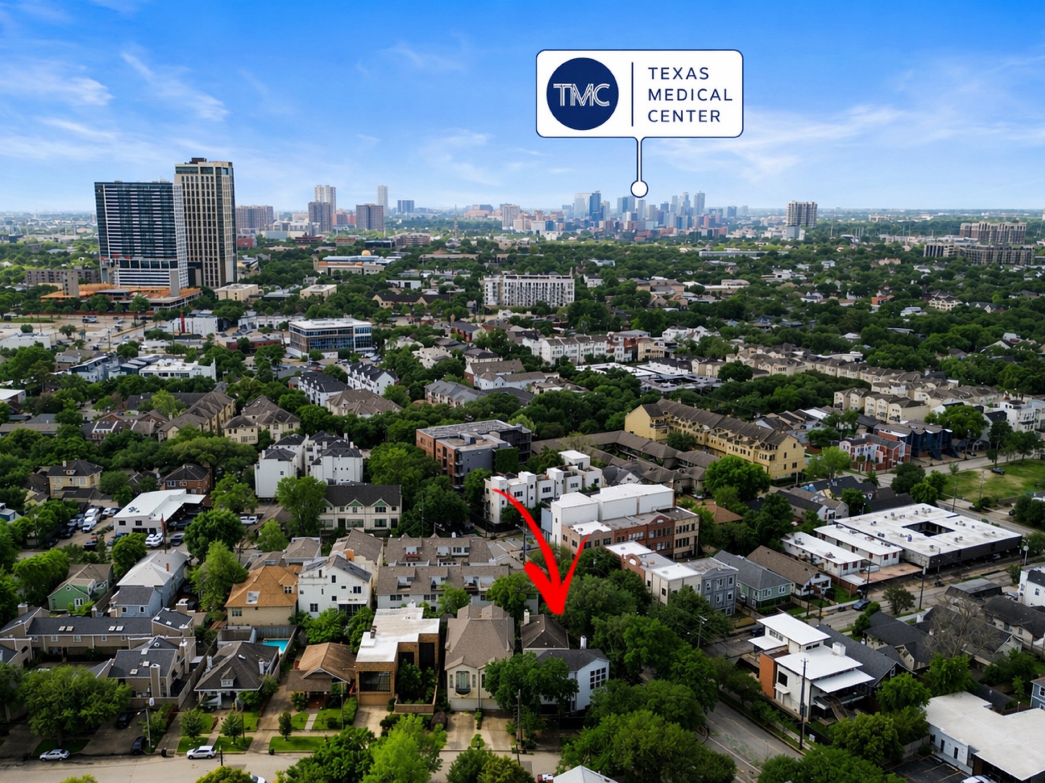 Aerial view of the medical center.