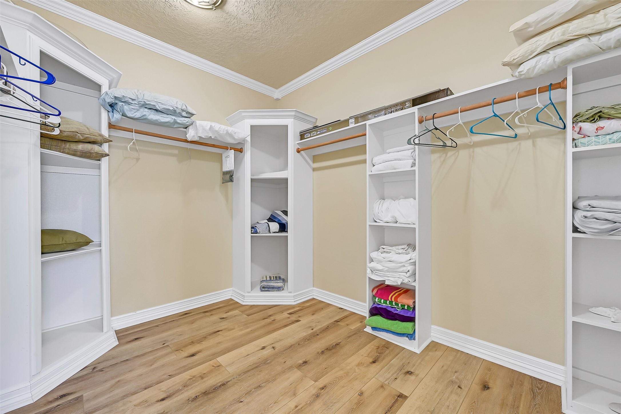 The expansive walk-in closet with  multiple built-ins!