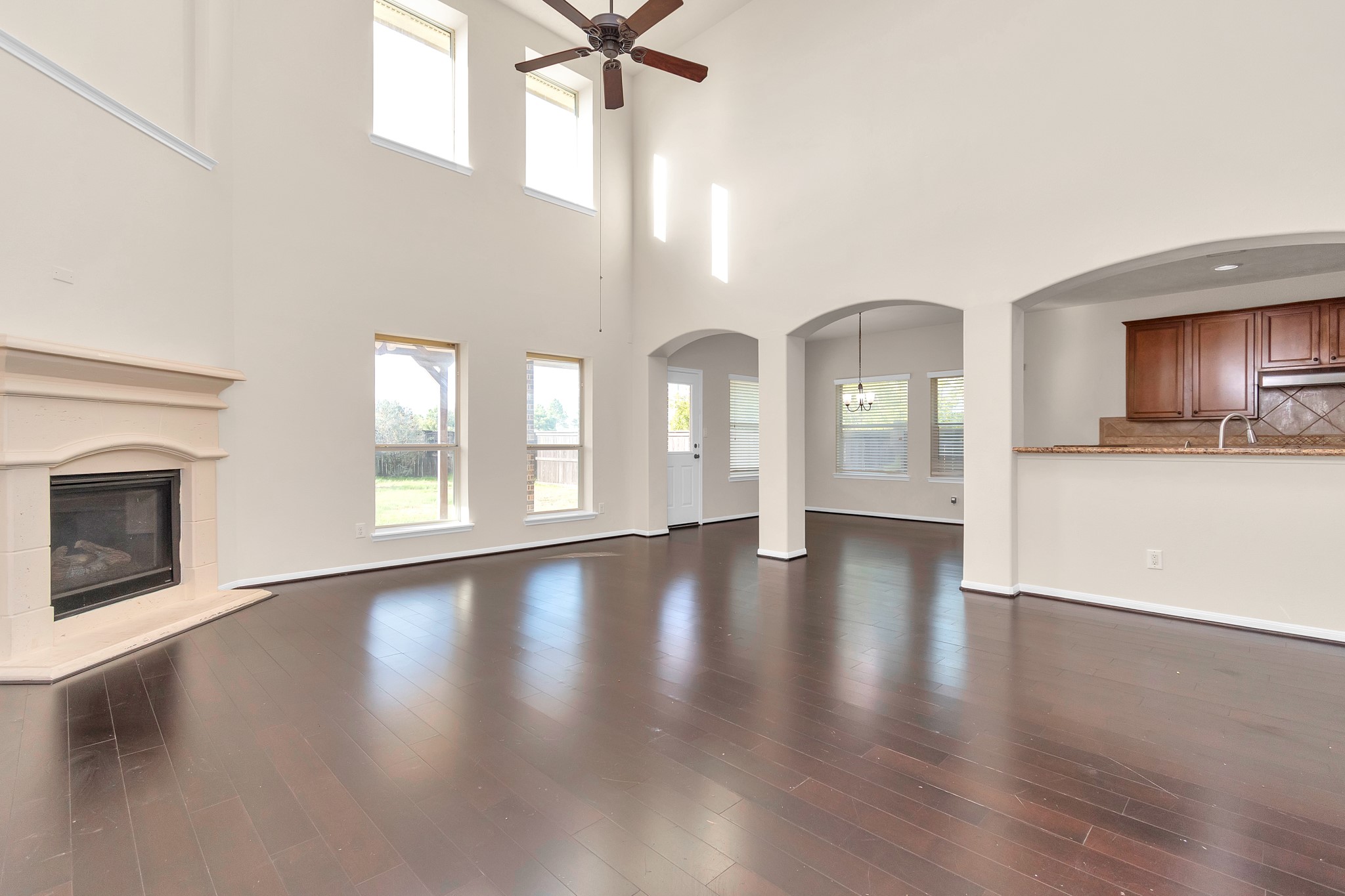 Open concept living and kitchen area