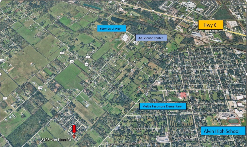 Prime location near Alvin, with easy access to Hwy 6. Close to schools including Fairview Jr High, Melba Passmore Elementary, and Alvin High School, as well as the Ag Science Center.
