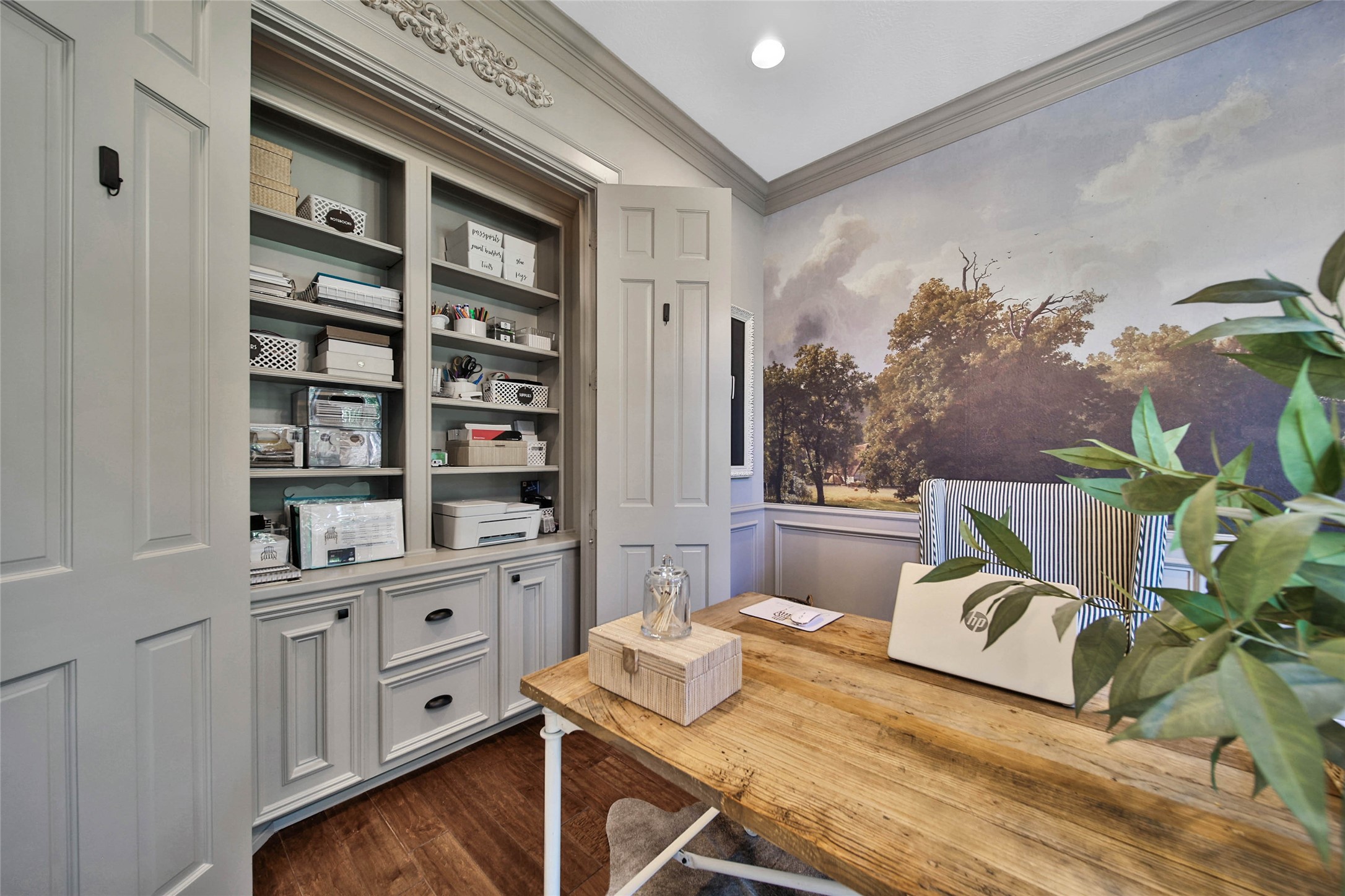 Built-in cabinetry showcases quality craftsmanship and stylish storage solutions.
