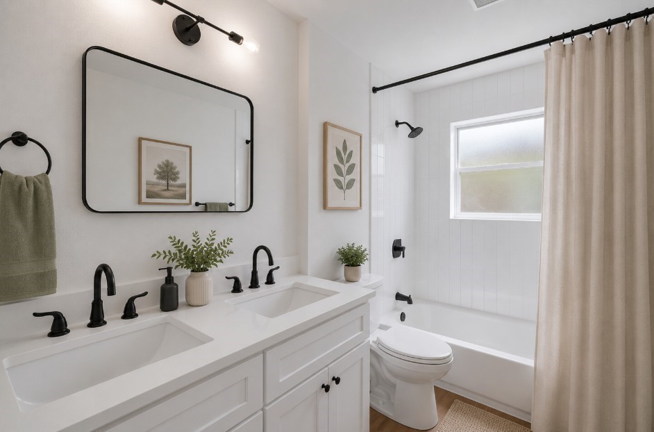 Virtually staged secondary bathroom