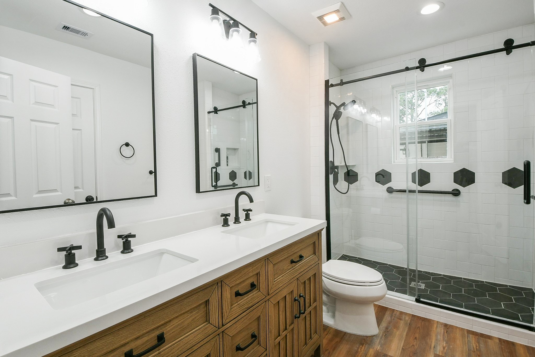 Second bath offers double sinks
