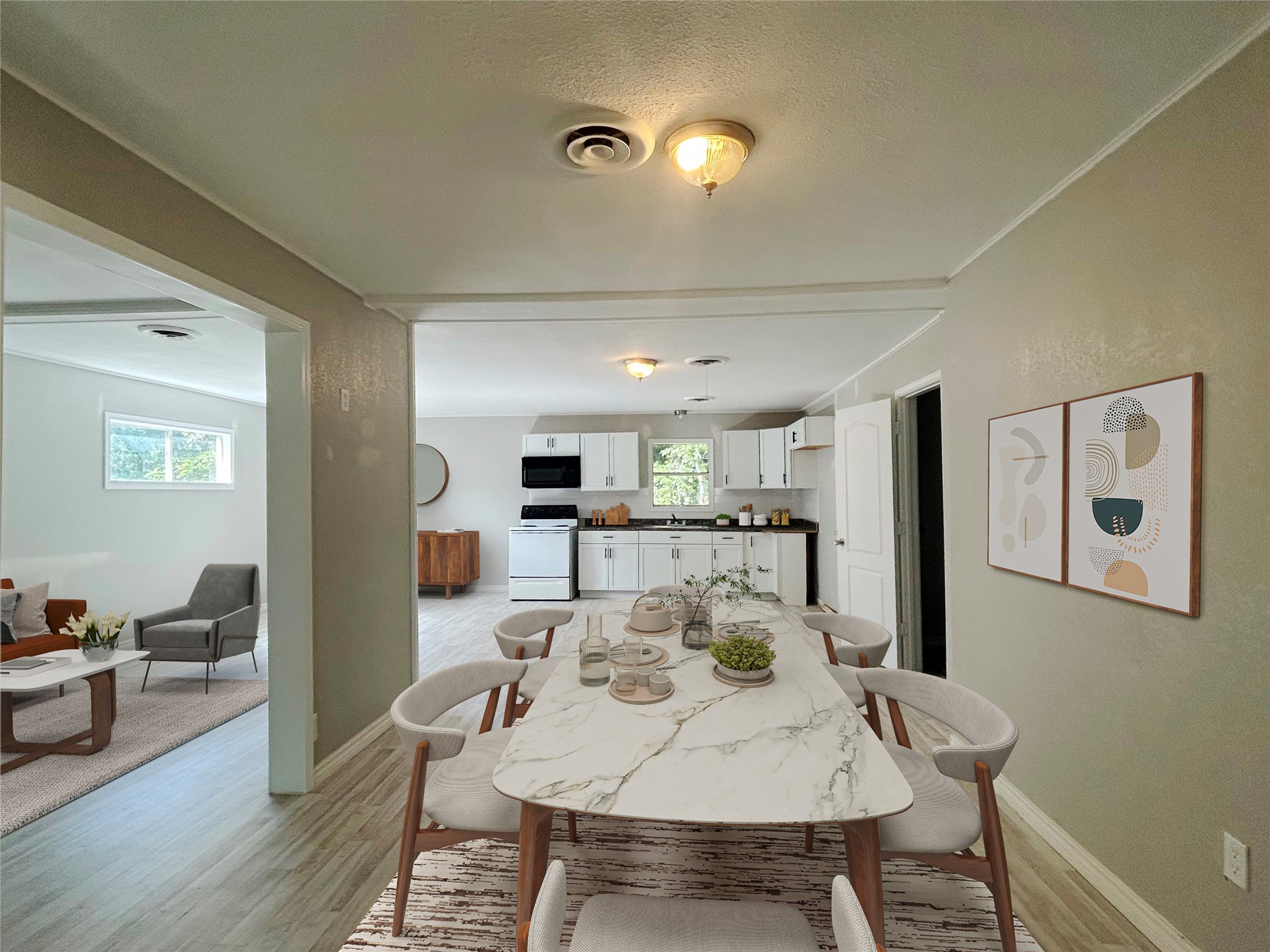 Dining/kitchen virtually staged
