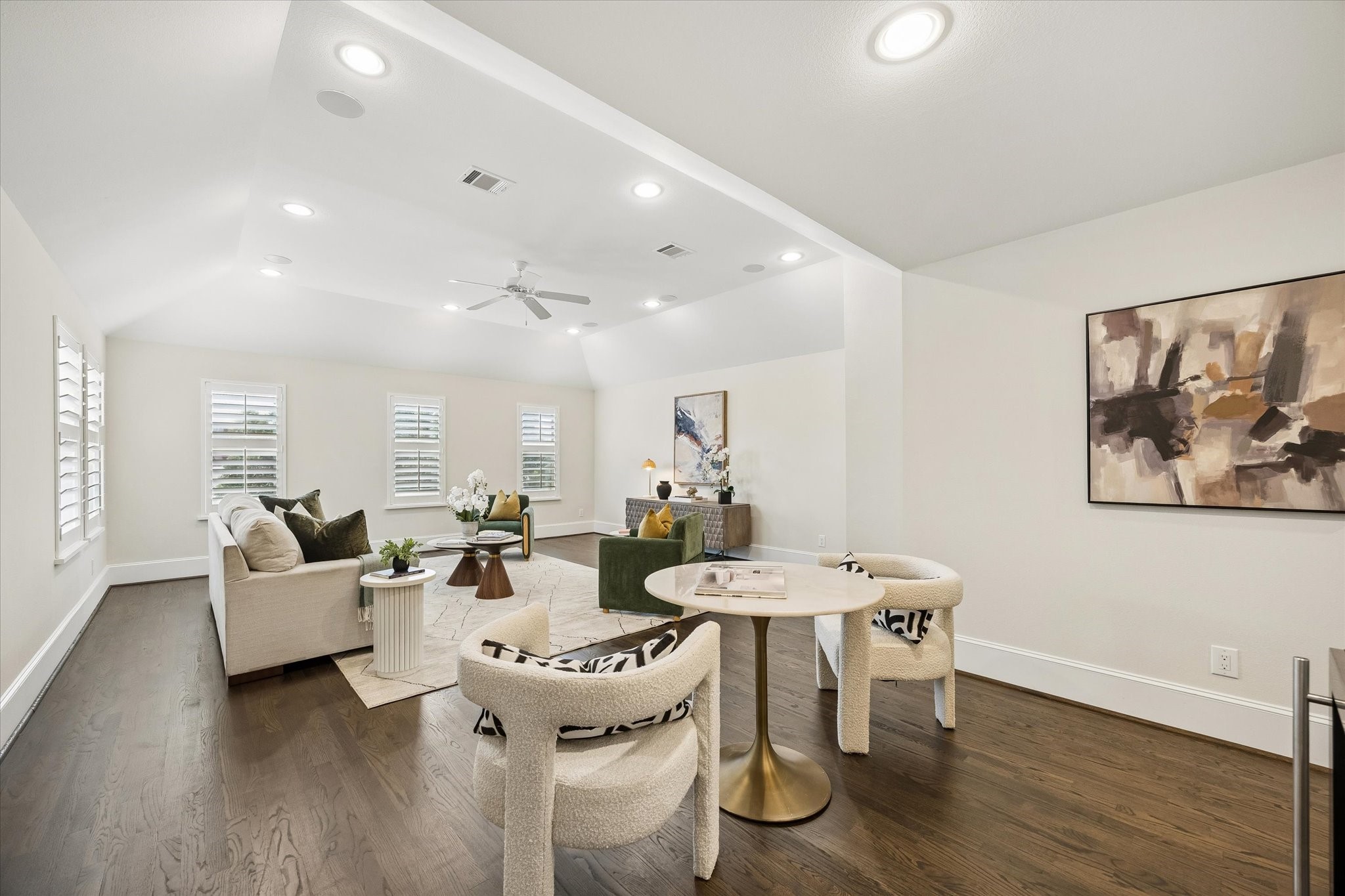 The 3rd-floor game room is a versatile space that can function as a media room, game area, gym, playroom or home officethe possibilities are endless.