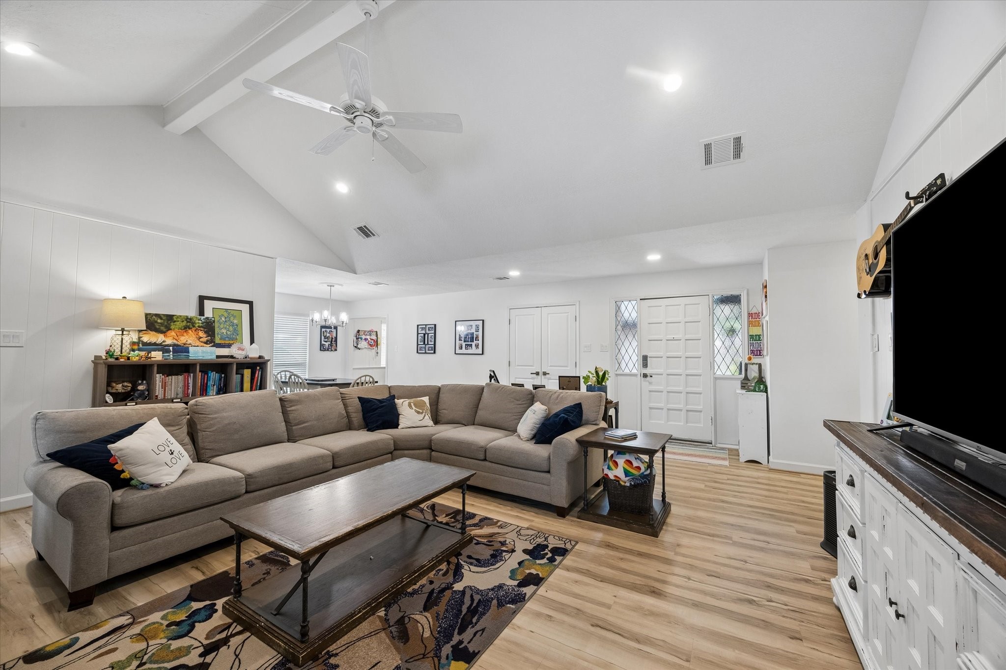 Living room is open to dining with kitchen just around the corner!