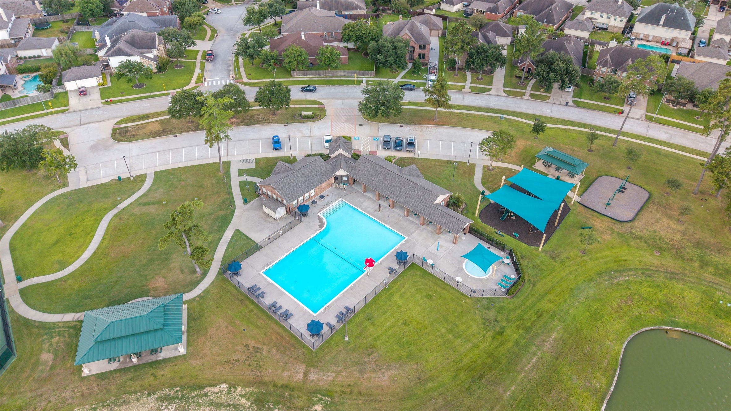 Large community pool, tennis courts, pavilion and playground.