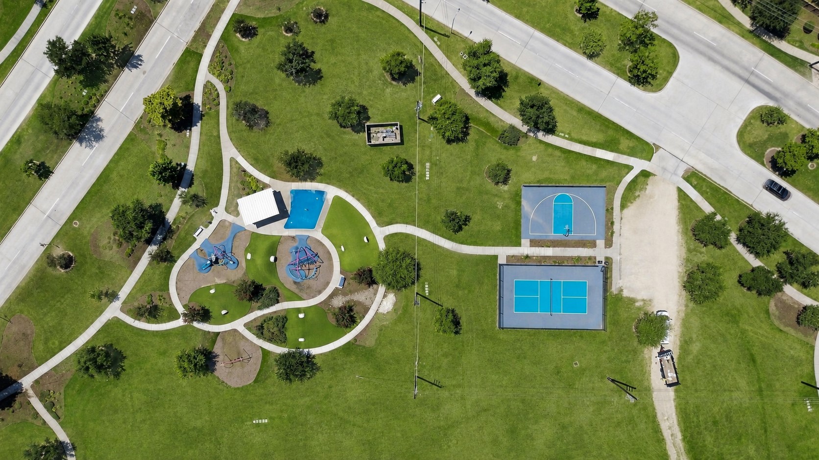One of many parks in Cane Island, this one a short walk from the home features trails, pickleball, playground and a sports court!