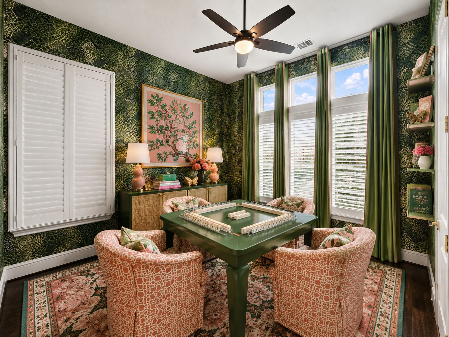 *This photo is digitally staged to show the potential of this grand additional bedroom downstairs--perfect for a bonus entertaining space for mahjong, or a man cave!*