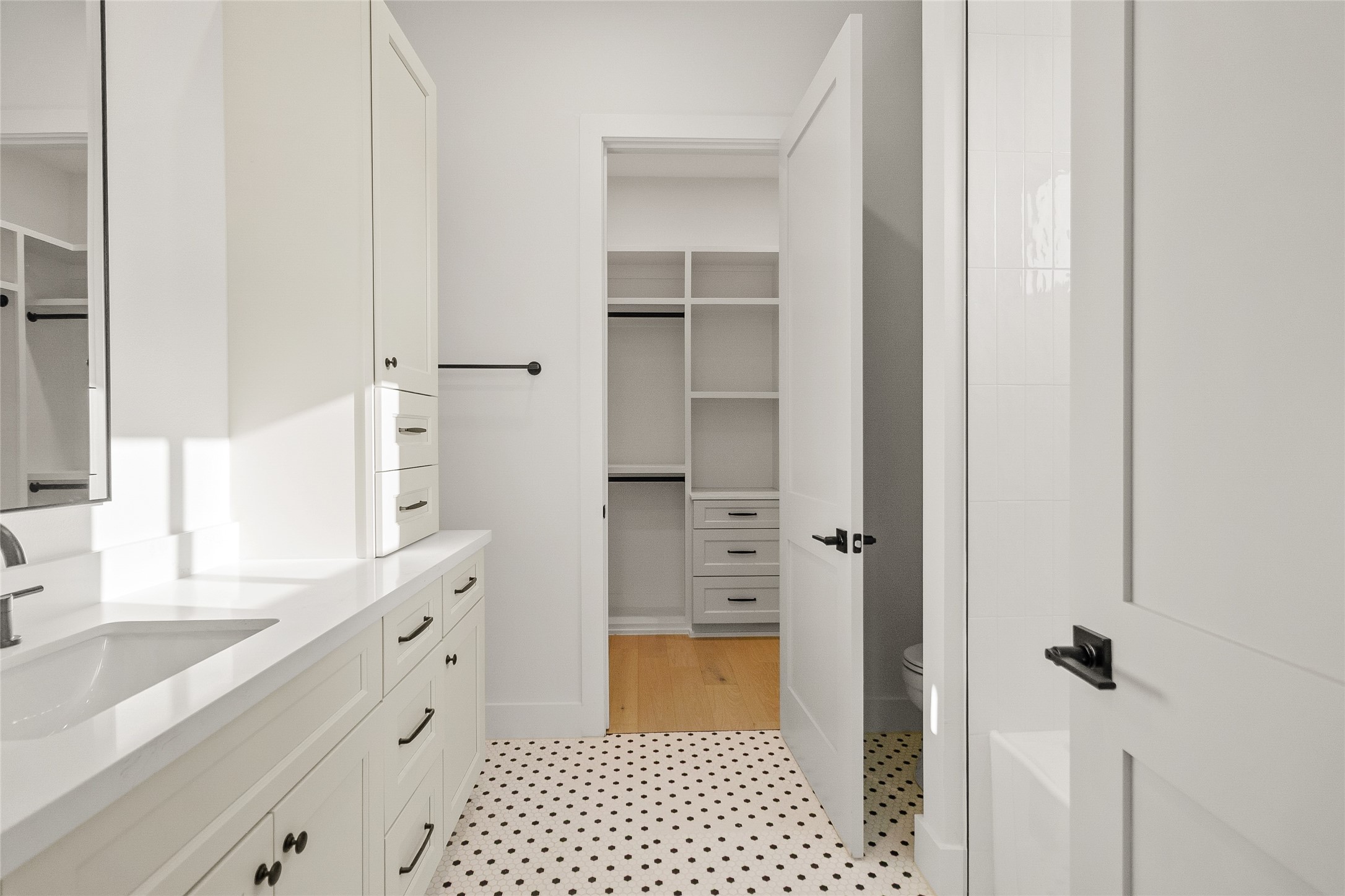 Smart storage solutions throughout the home help keep everyday essentials neatly organized and within easy reach.