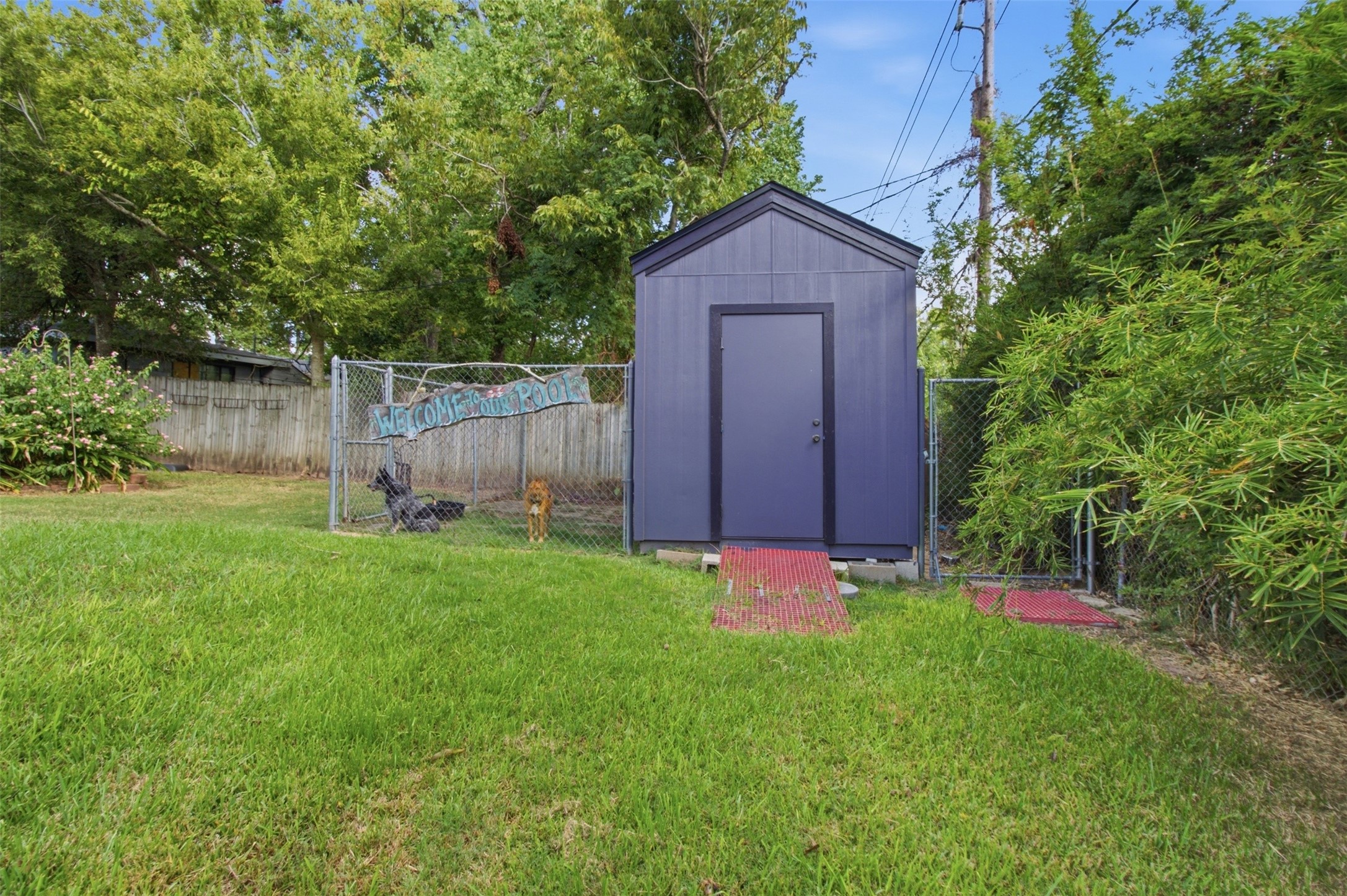 Extra fence for pets and storage shed