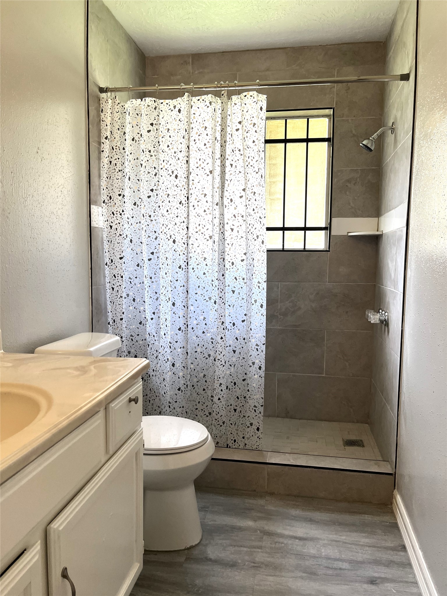 Hallway bathroom with shower renovation