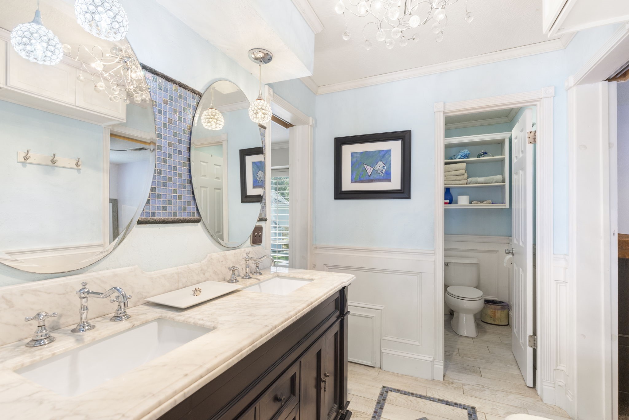 One of two secondary bathrooms upstairs.