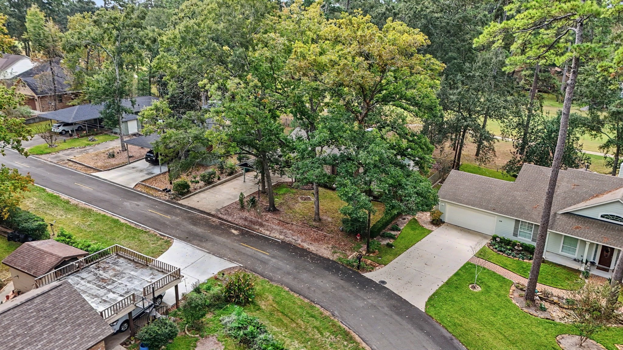 This view shows the mature trees that surround the property!