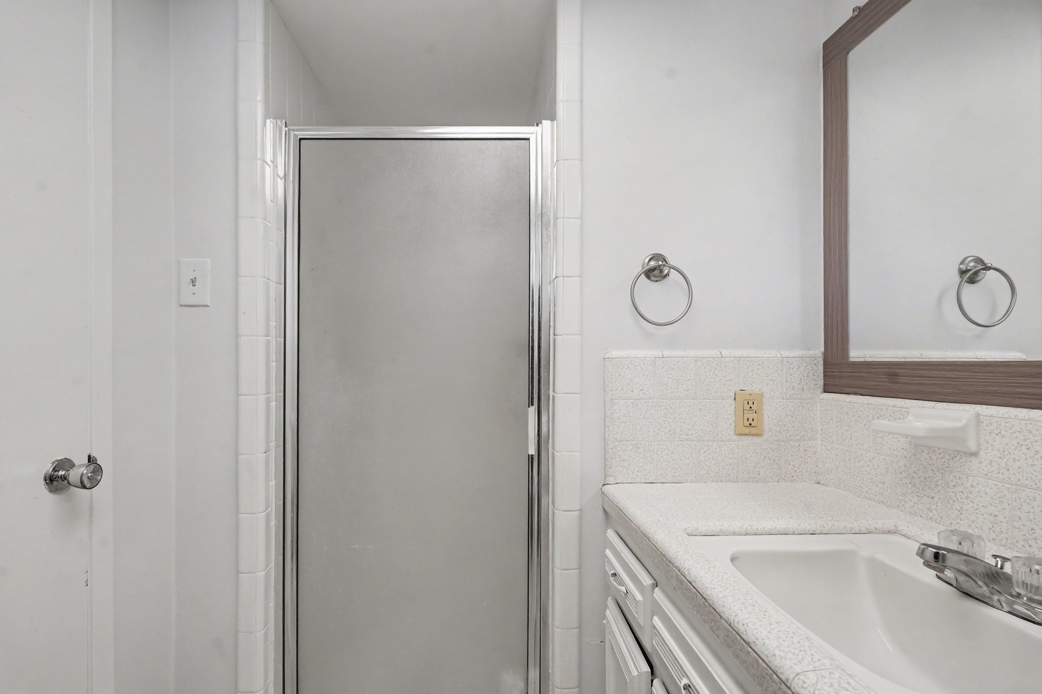 A enclosed shower offers a spot to rinse away the cares of the day!