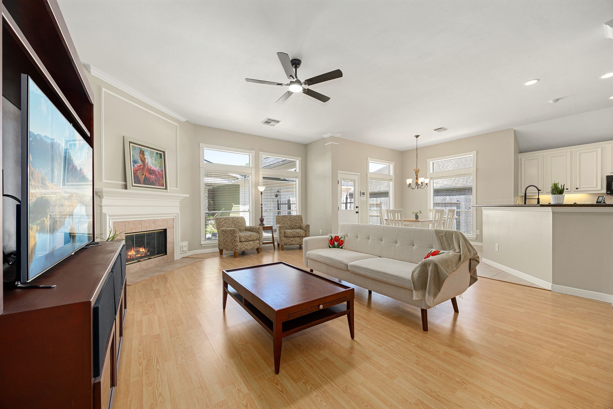 This open-concept space flows seamlessly into the kitchen and breakfast areas, creating an easy, connected layout for everyday living. This open-concept space flows seamlessly into the kitchen and breakfast areas, creating an easy, connected layout for everyday living.